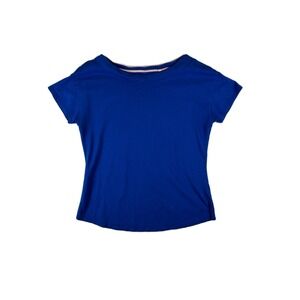 Boden Women Royal Blue Boat Neck Cotton Tencel Modal Cap Sleeve T-Shirt US 10